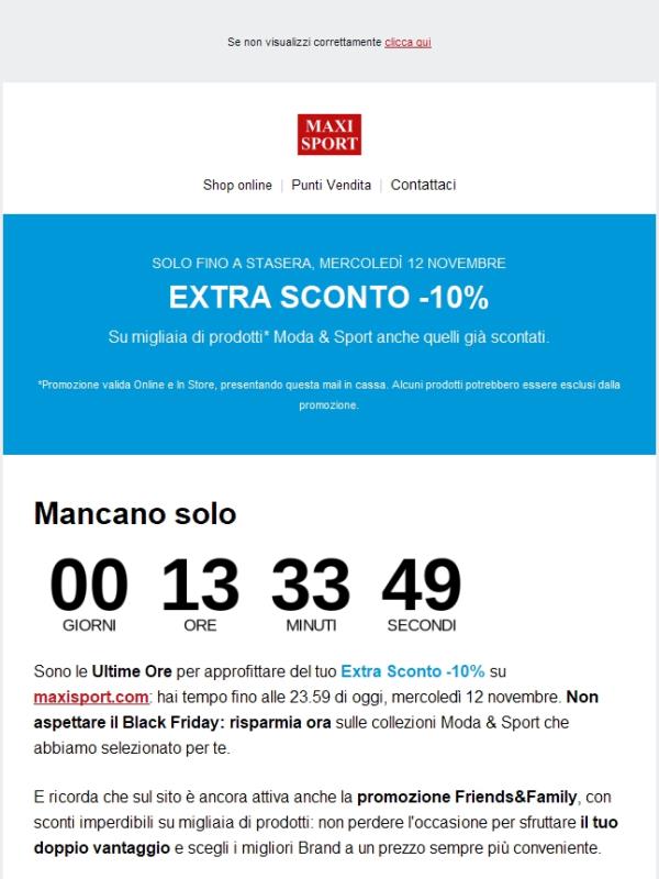 ⏰ Conto alla rovescia per il tuo EXTRA -10%: solo fino a stasera!