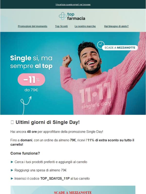 ⚠️ Scade a mezzanotte: -11% su tutto!