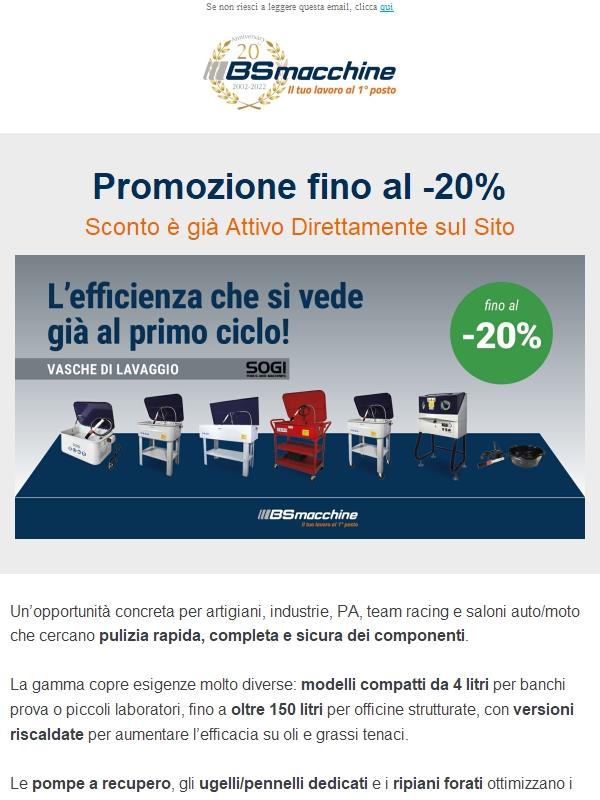 Vasche di lavaggio SOGI: fino al -20% per 6 giorni