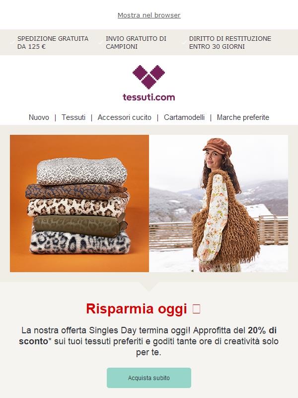 Ultima possibilità: -20% sui tessuti