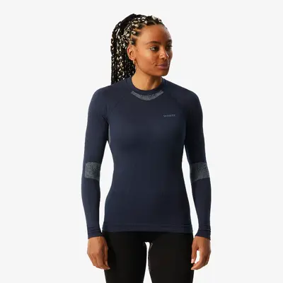 WEDZE Maglia termica sci donna 500 I-SOFT SEAMLESS blu e azzurra