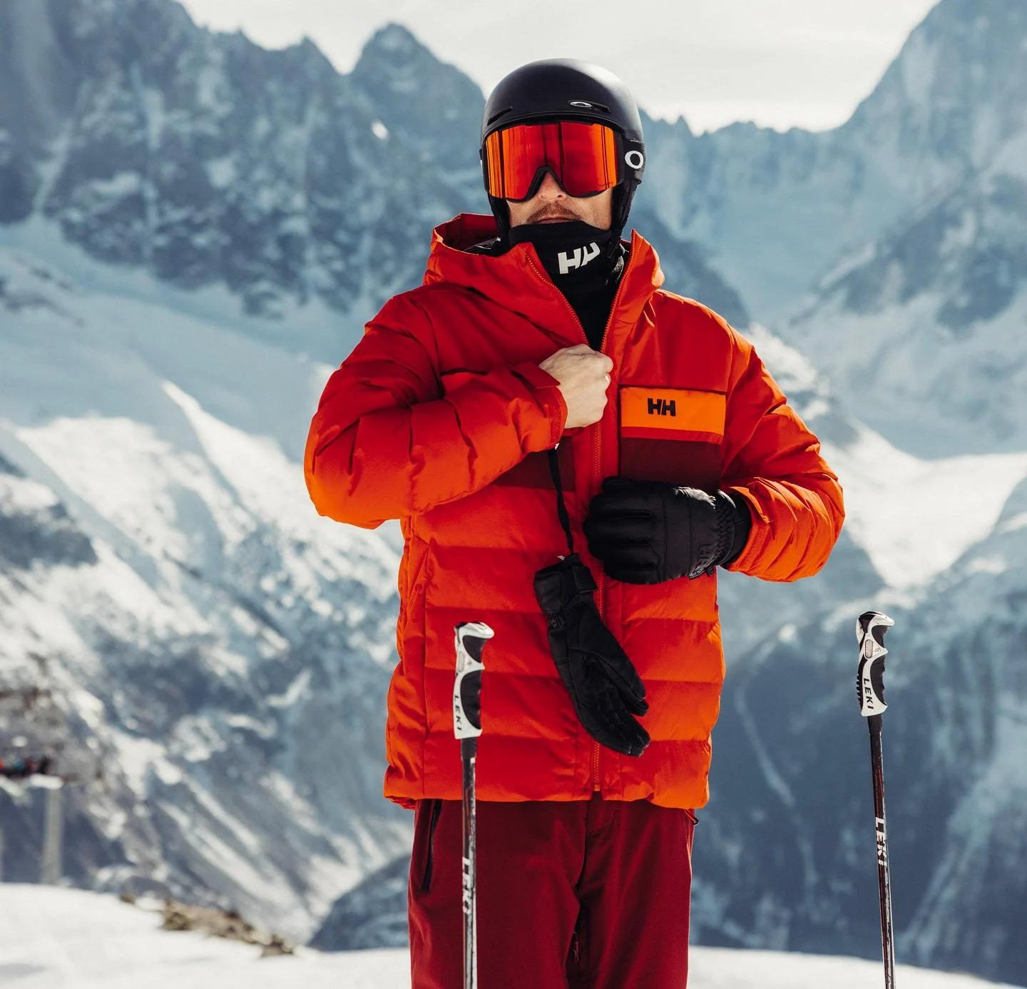 Man wearing Helly Hansen ski gear