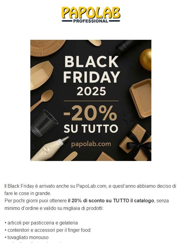 È iniziato il Black Friday PapoLab: approfitta del -20% immediato