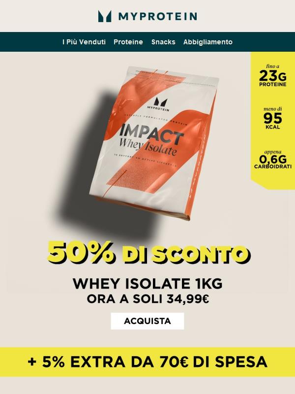 -50% Whey Isolate 1kg 🚨