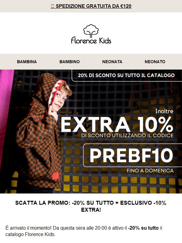 🎁 Da stasera -20% su tutto + 10% di sconto extra solo per te