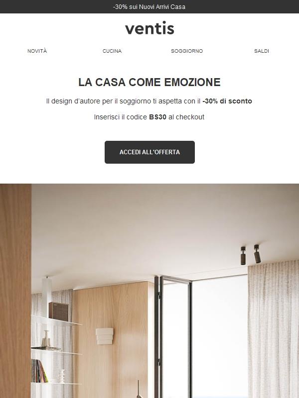 -30% sui nuovi arrivi living