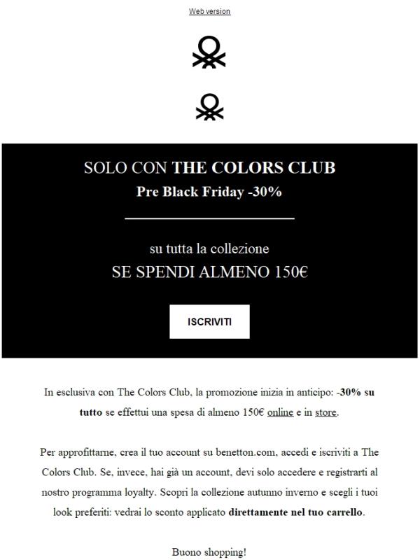 Pre Black Friday -30%. Solo con The Colors Club