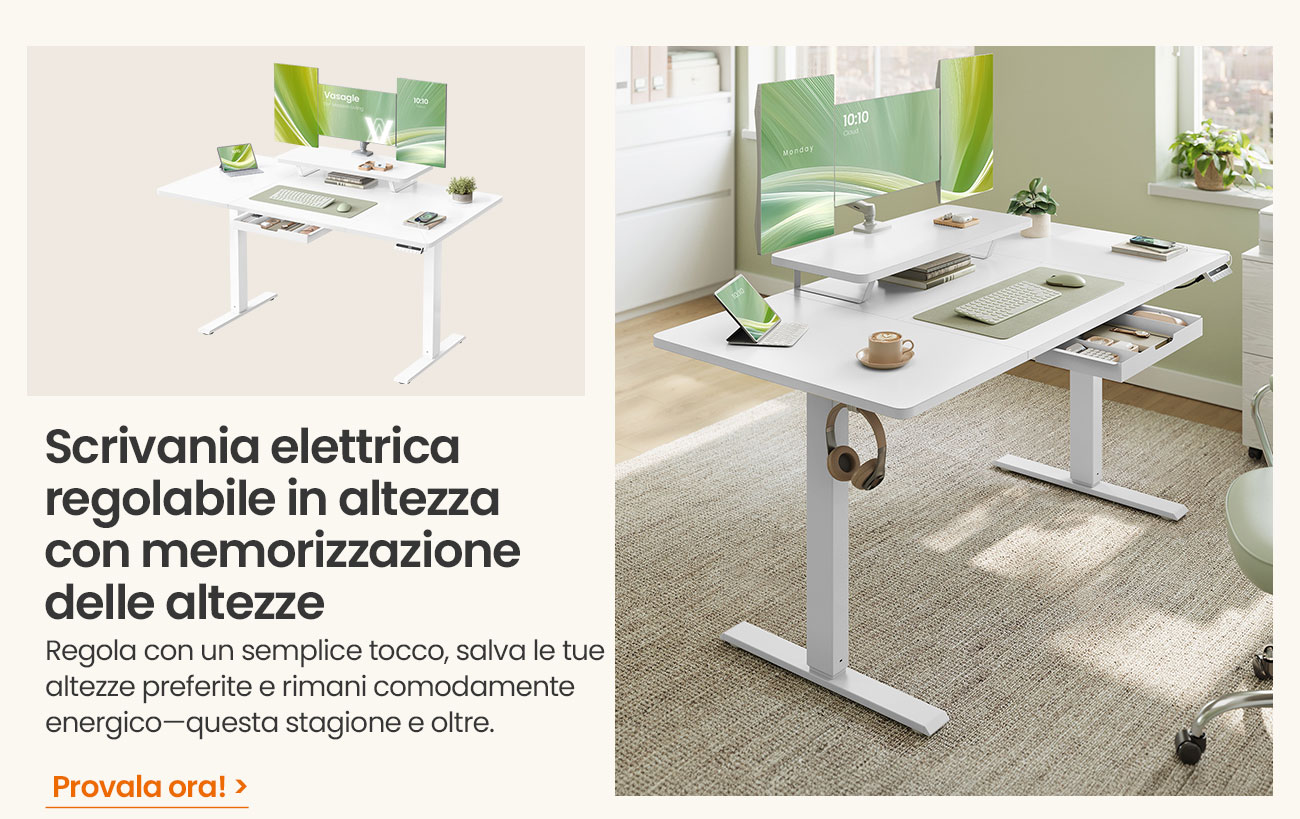 Scrivania elettrica regolabile in altezza con memorizzazione delle altezze