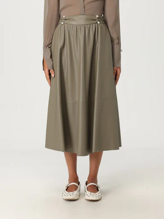 Gonna in Tessuto Spalmato / Verde