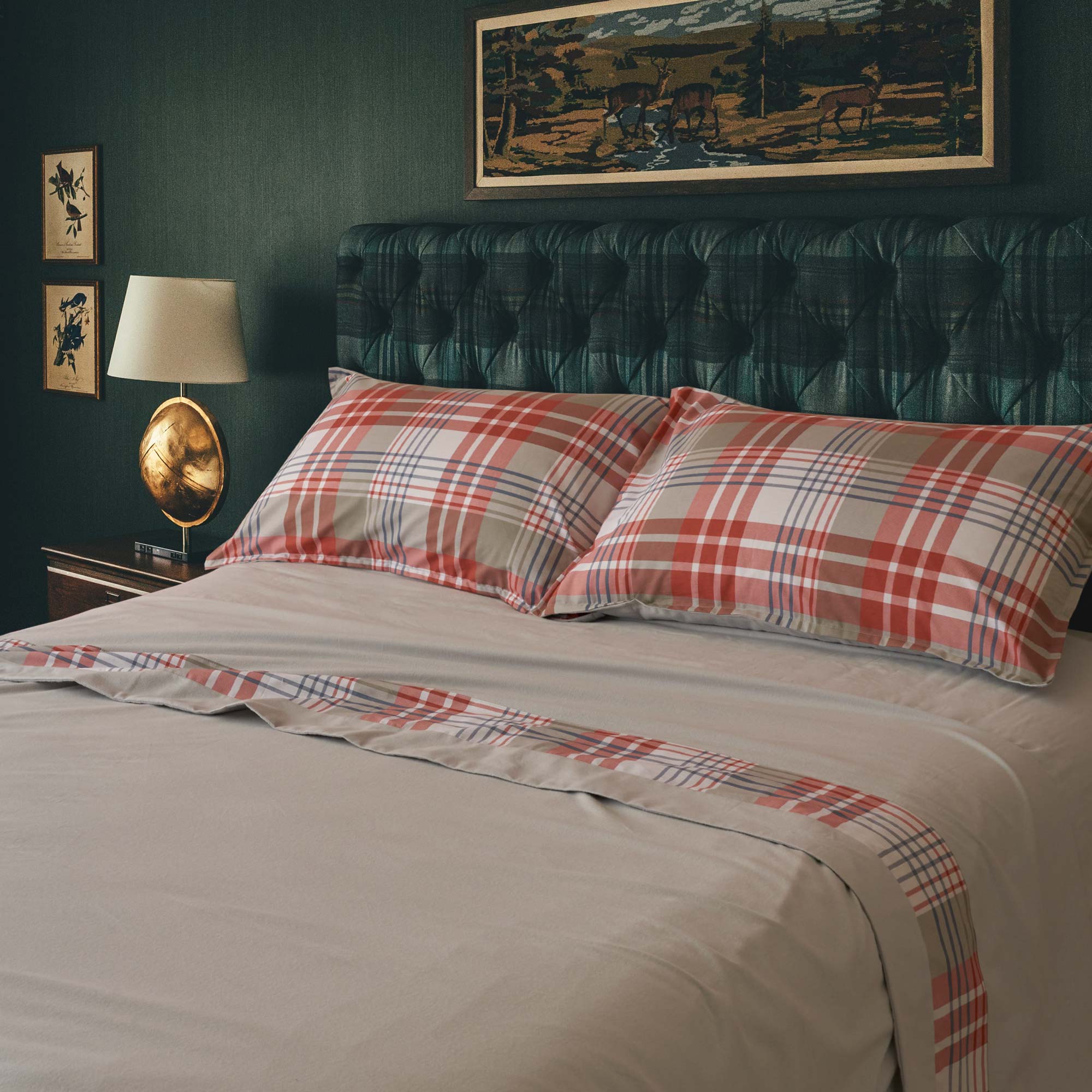 Image of Completo Lenzuola in <b>Flanella <br>di Cotone</b> con Balza in Raso - <b>Edimburgo