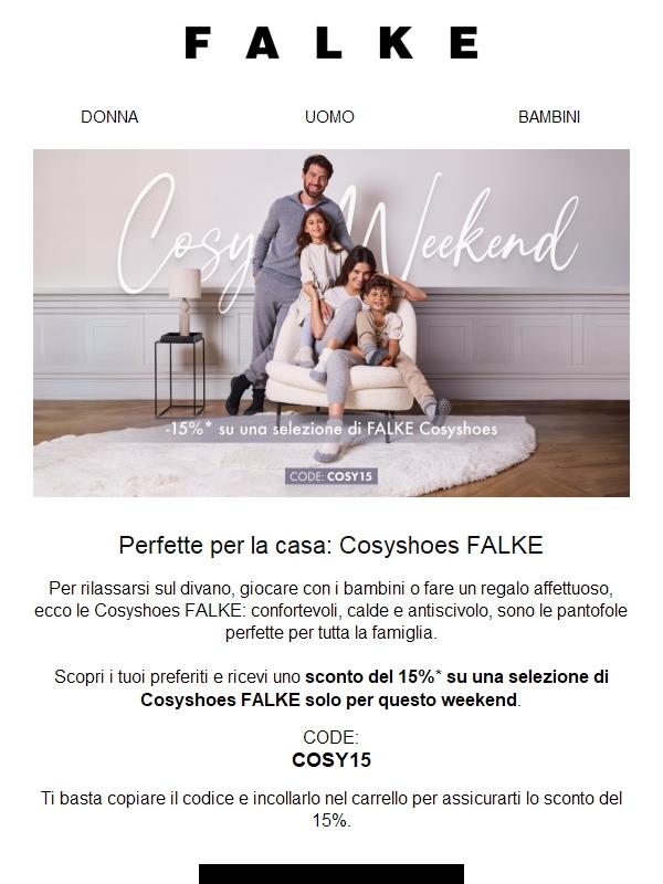 Solo per questo weekend: risparmia il 15%* su una selezione di Cosyshoes FALKE