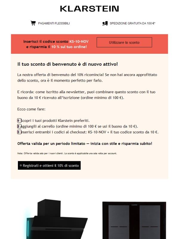 ✨ Il tuo sconto di benvenuto del 10% ricomincia!