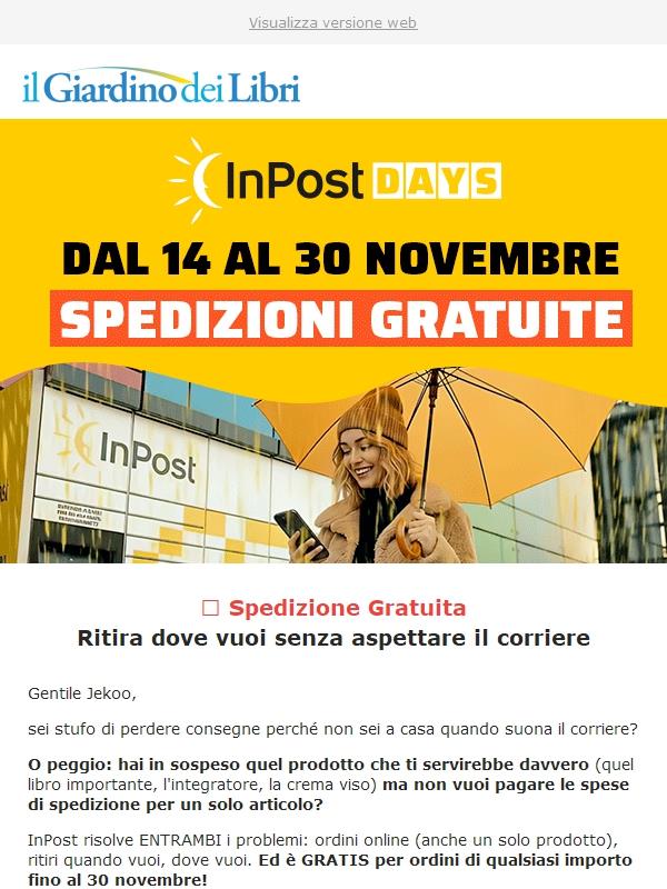 📦 Spedizione GRATIS InPost su TUTTI gli ordini (Fino al 30/11)