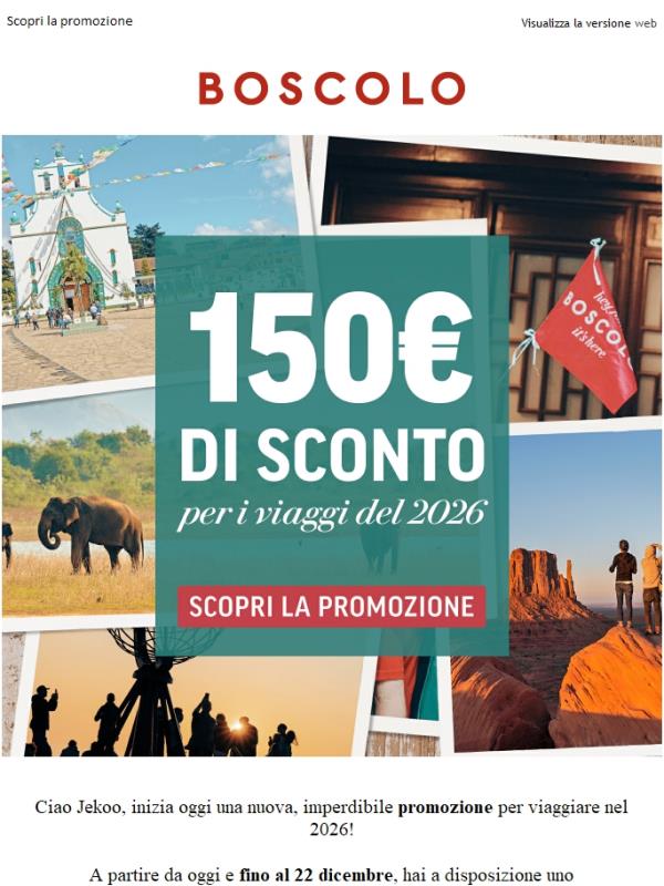 Per te 150 € di sconto per viaggiare nel 2026