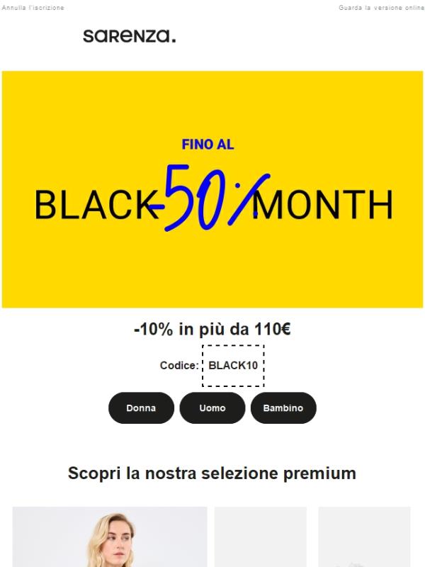Black Month: fino al -50% sui tuoi marchi preferiti ✨