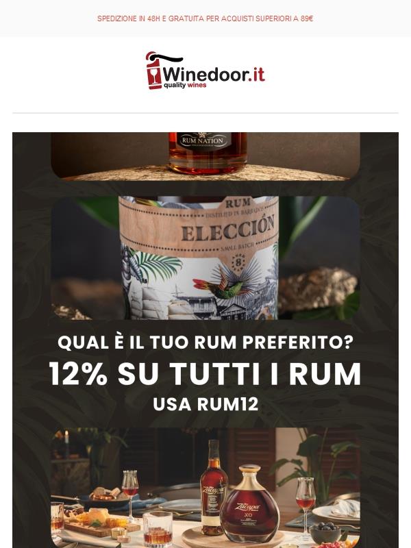 🥃 RUM? -12% sui tuoi preferiti!