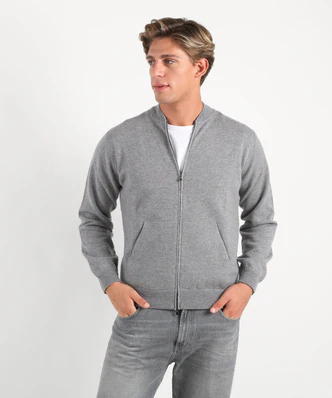 Bomber in Maglia con Full Zip / Grigio