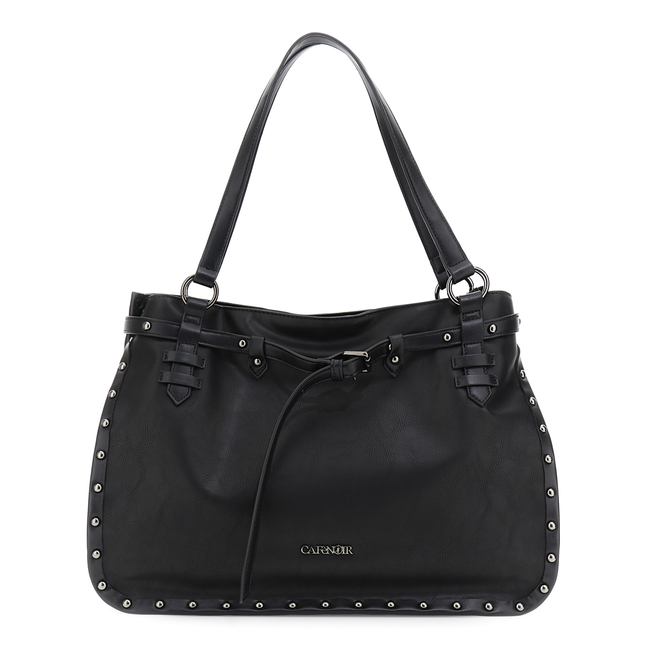 Image of shopping morbida effetto nuvolato con bordatura con rivetti nero