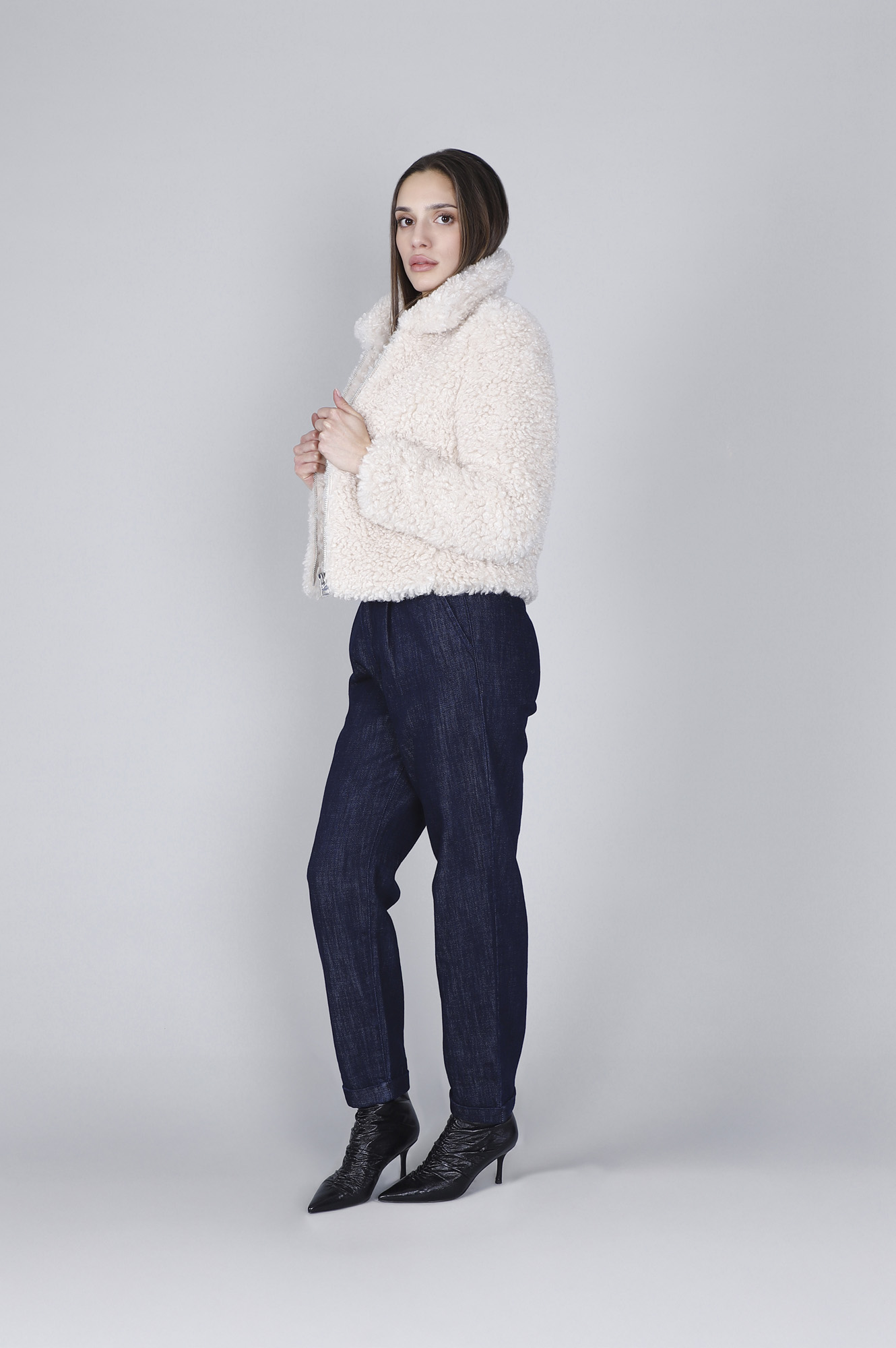 Image of giubbino effetto pelliccia curly avena