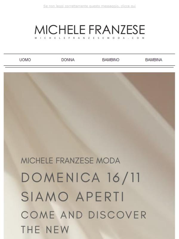 DOMENICA 16 NOVEMBRE SIAMO APERTI💫