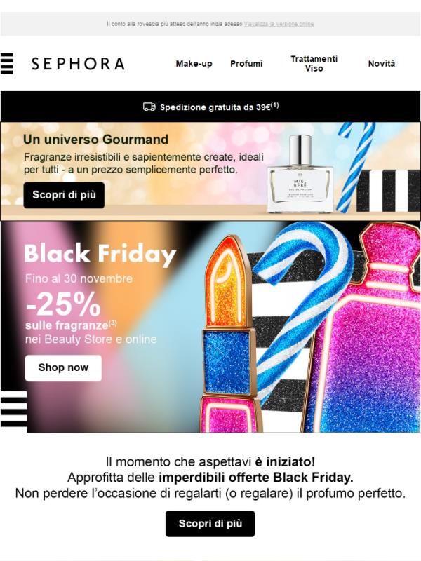 OFFERTE BLACK FRIDAY: -25% sulle fragranze!