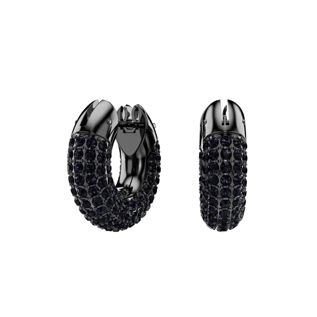 Orecchini a cerchio Dextera, Piccoli, Neri, Placcati rutenio