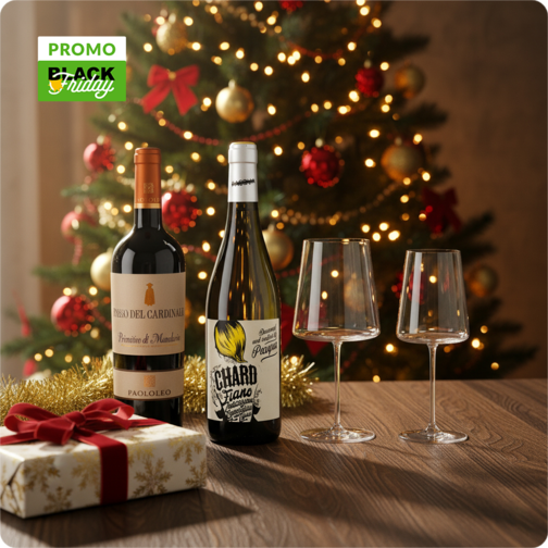 White & Red Wine Glass Set + Primitivo di Manduria + Fiano Puglia IGT