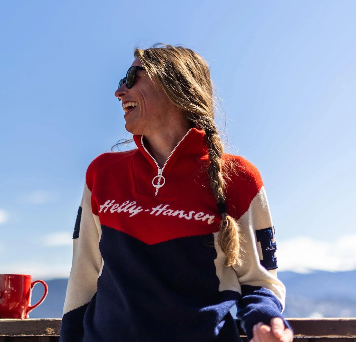 Woman wearing Helly Hansen layers