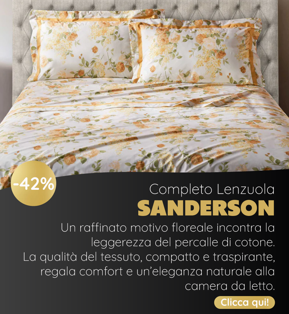Completo Lenzuola in Percalle di Cotone Fantasia Floreale - Sanderson