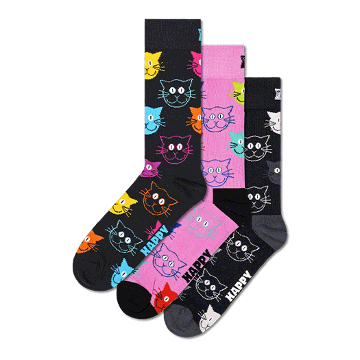 3-Pack Mixed Cat Socks Gift Set