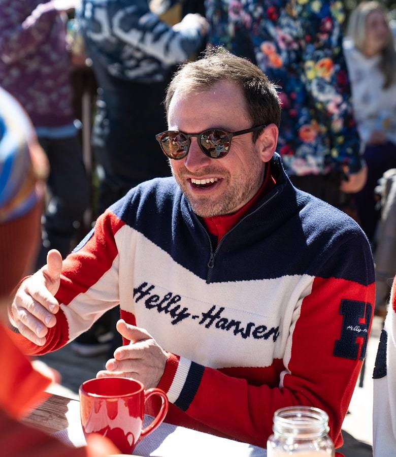 Man wearing Helly Hansen sweater