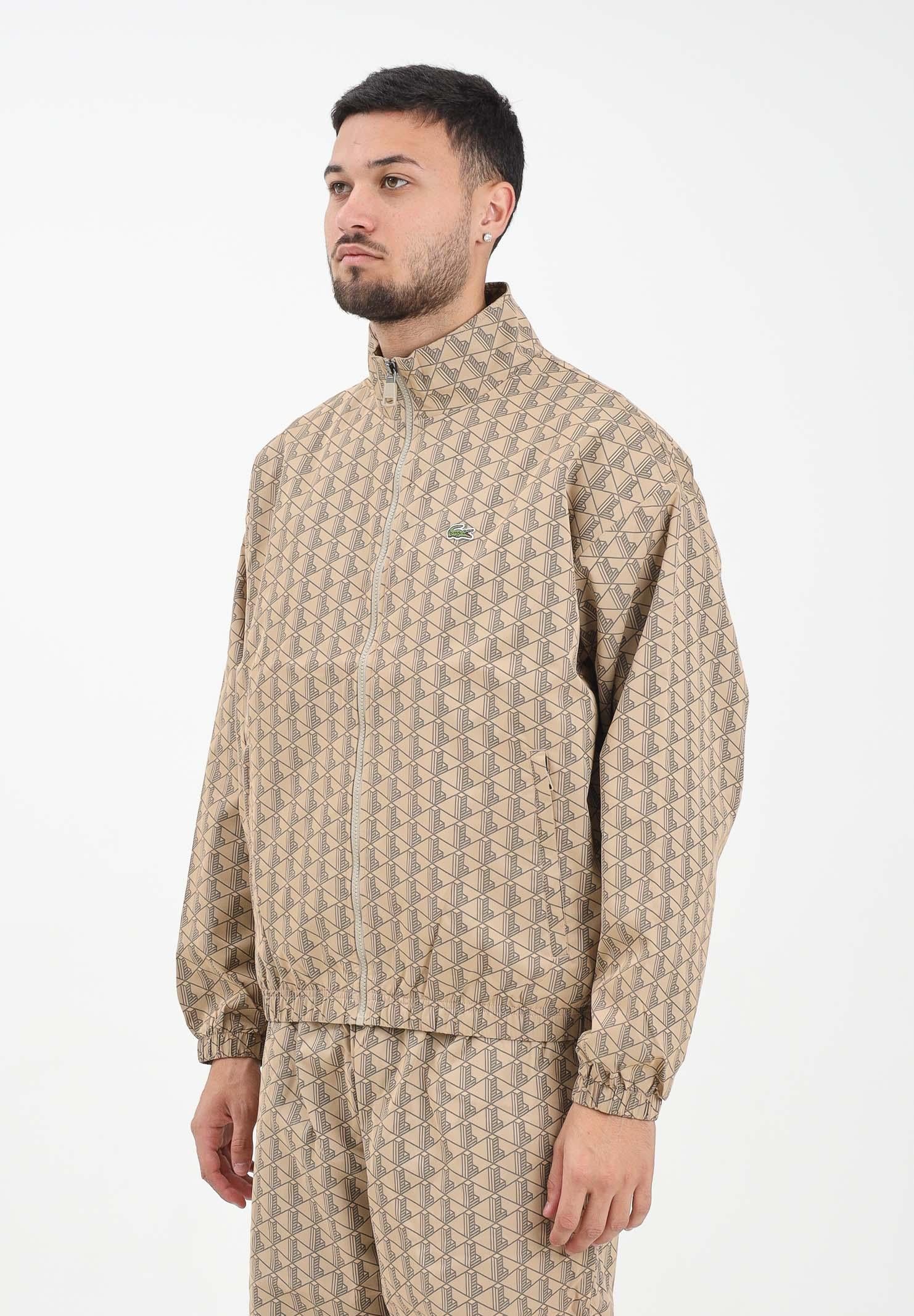 Image of LACOSTE Giacca a vento Monogram beige da uomo