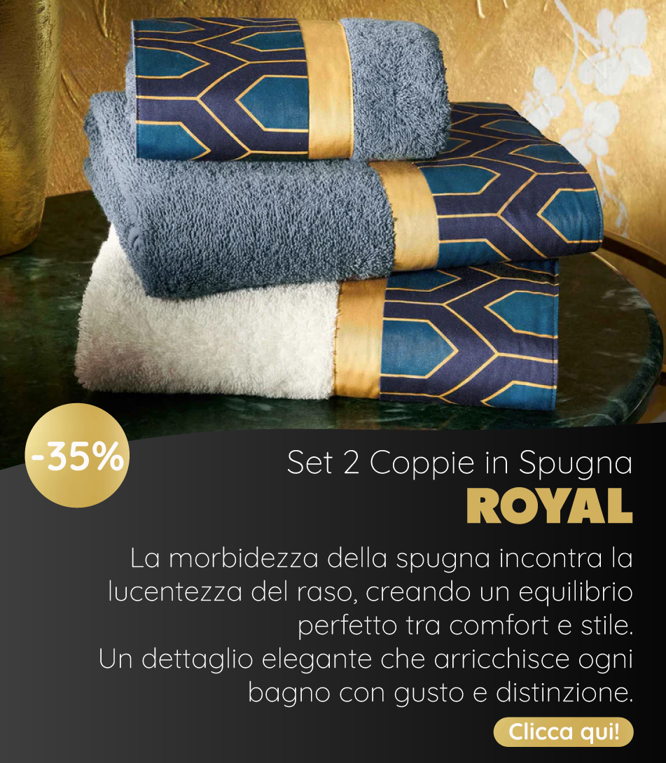 Set 2 Coppie in Spugna di Cotone con Balza in Percalle - Royal