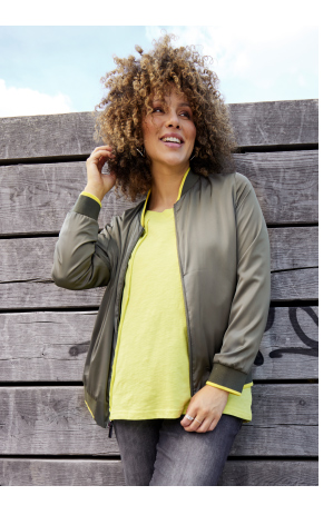 Blusotto double face con tinta unita/leopardato, colletto e maniche lunghe