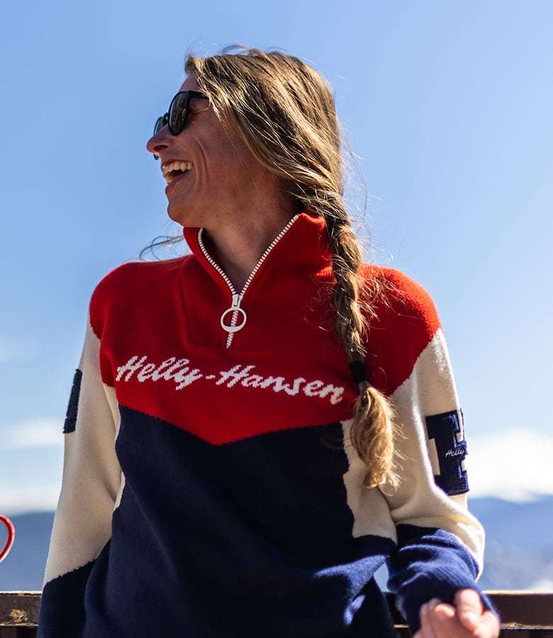 Woman wearing Helly Hansen layers