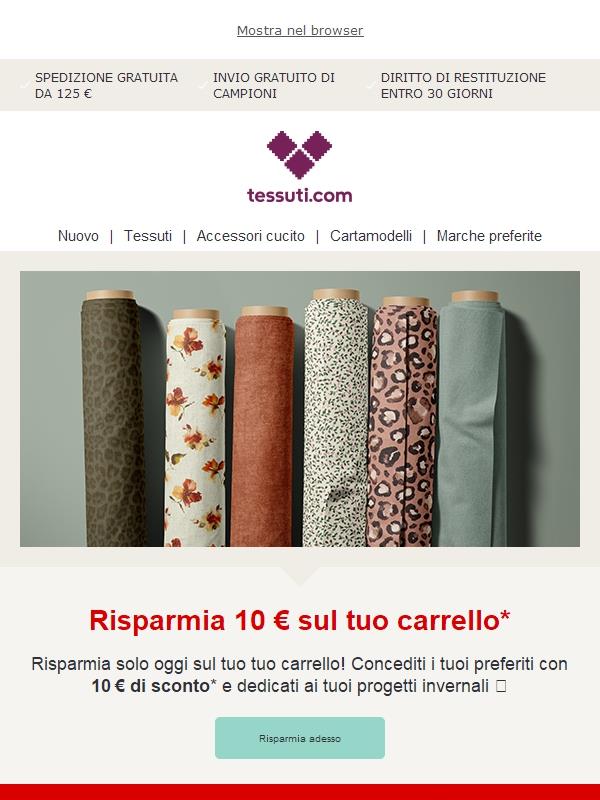 Solo per oggi: 10 € di sconto sul tuo carrello