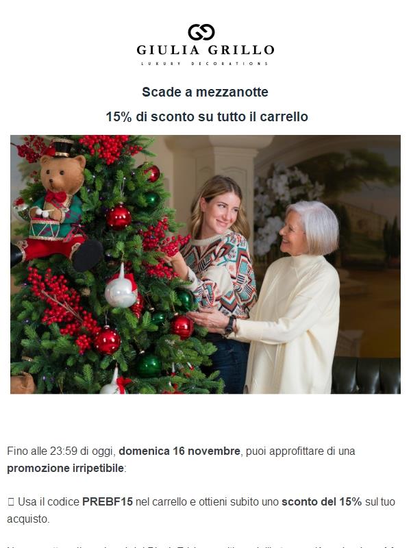 ⏰ [SCADE A MEZZANOTTE] -15% su tutto il carrello.