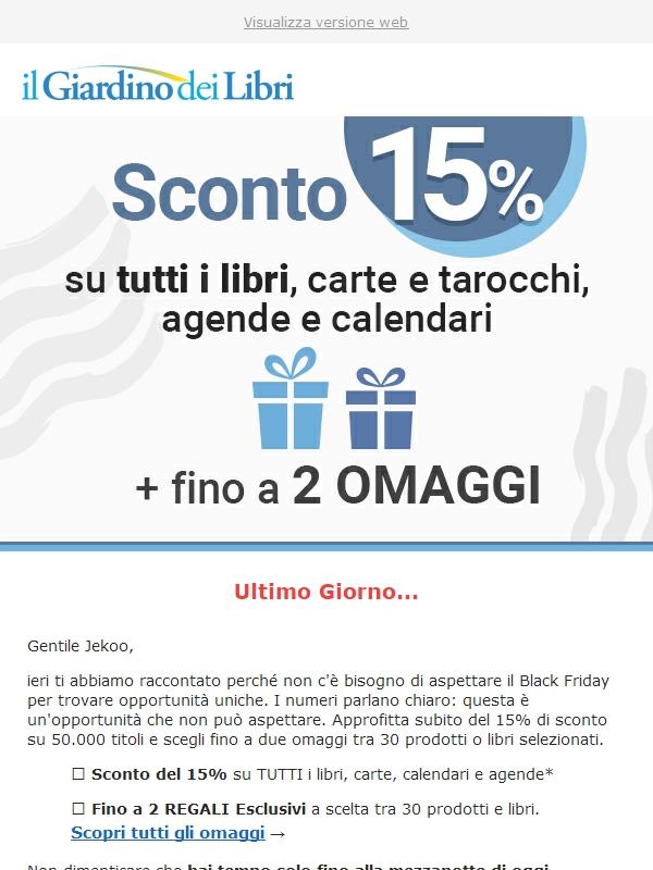 ⚡️ SCADE OGGI: -15% su TUTTI i libri + ultimi 2 OMAGGI a tua scelta ⚡️