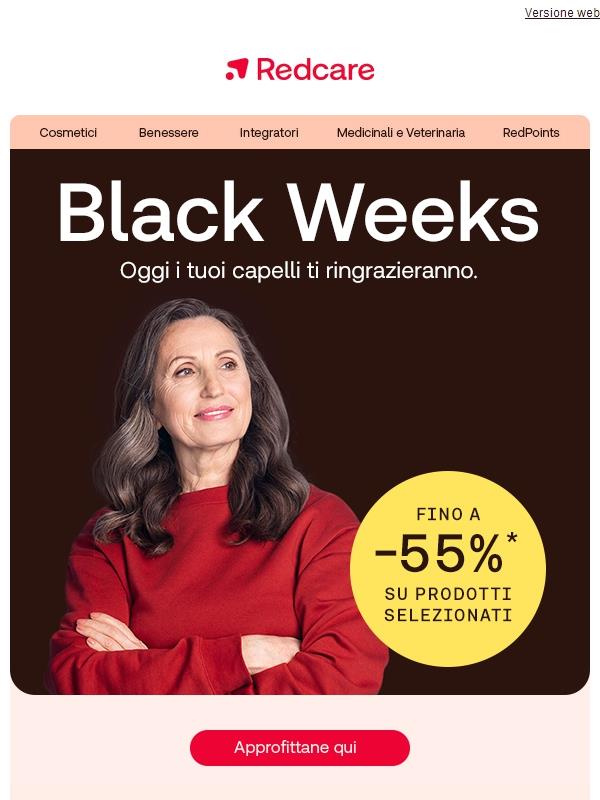 ❤️ Black Weeks: fino al –55% per la salute dei tuoi capelli!