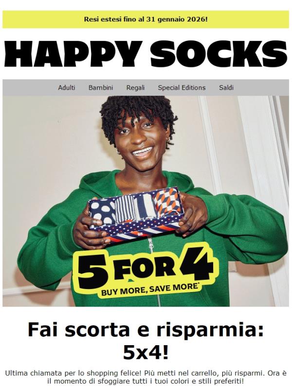 Ultima occasione: prendi 5, paghi 4!