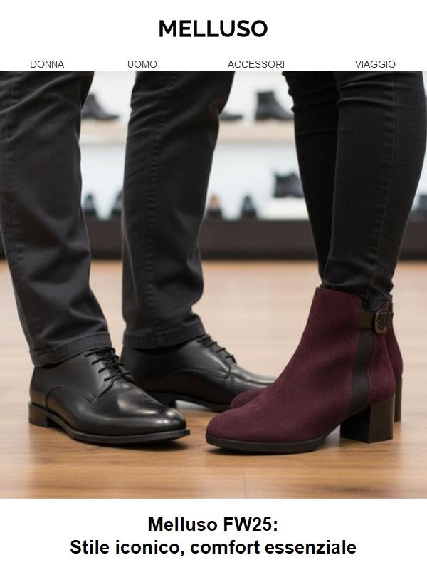 Melluso FW25: Stile iconico, comfort essenziale