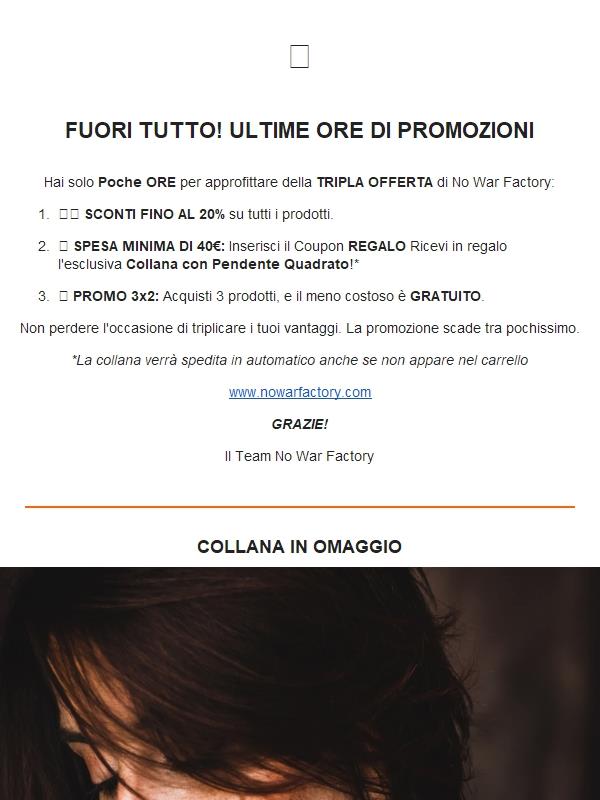 20% Sconto + 3x2 + Regalo 🎁POCHE ORE RIMANENTI