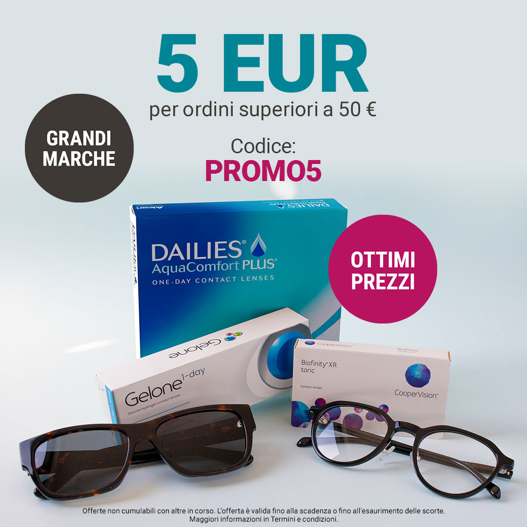 5 eur di sconto per ordini superiori a 50€. codice promo5