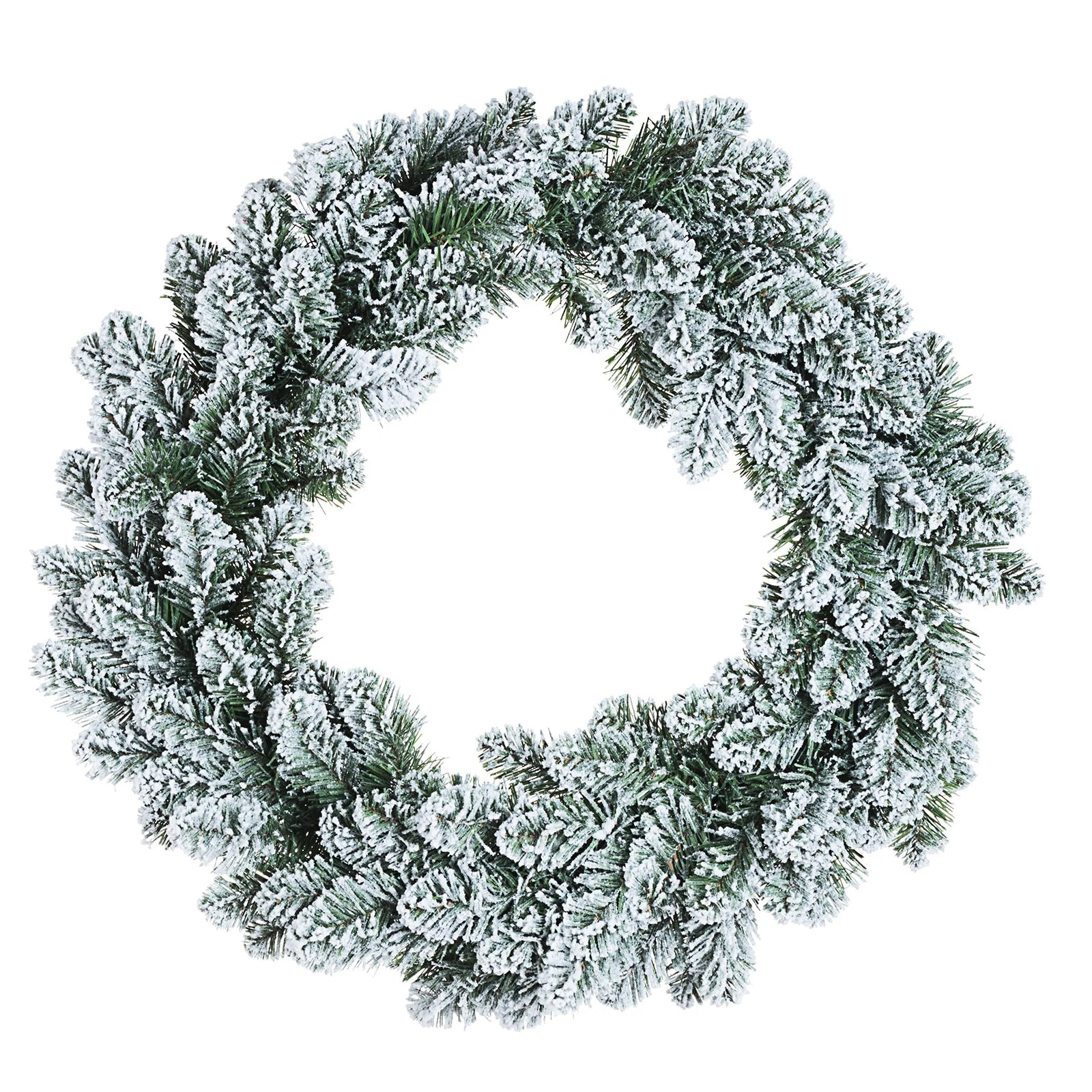 Ghirlanda tonda natalizia "Innsbruck" color Verde innevato dietro porta decorazione Natalizia