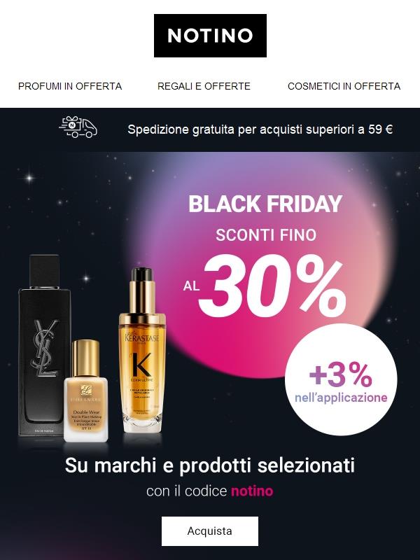 📢 Non lasciarti sfuggire fino al 33% di sconto per il BLACK FRIDAY