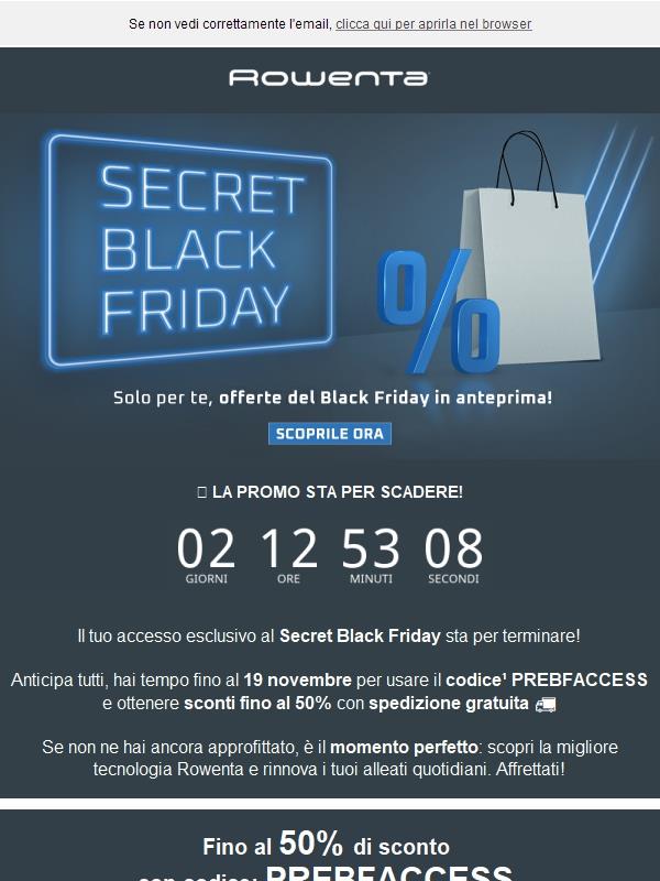 ⏳ Ultimi giorni per il tuo Secret Black Friday!