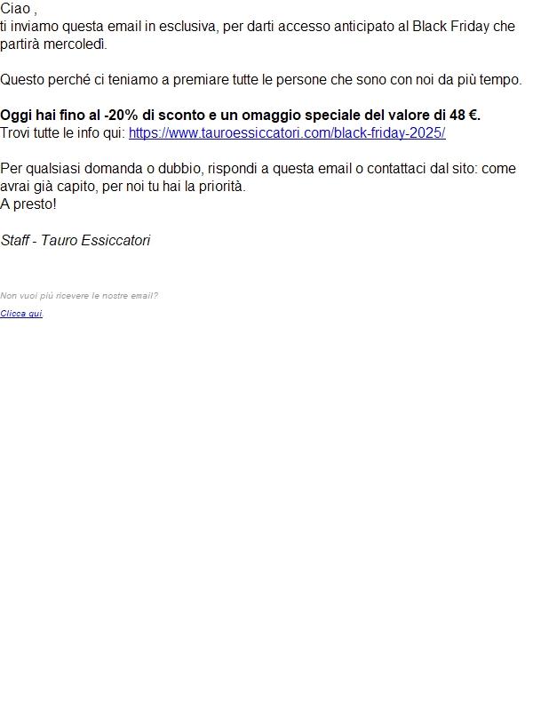 Accesso Riservato Black Friday