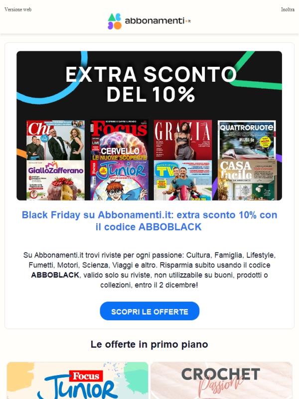 🖤 Black Friday: tutte le tue riviste preferite con -10%!