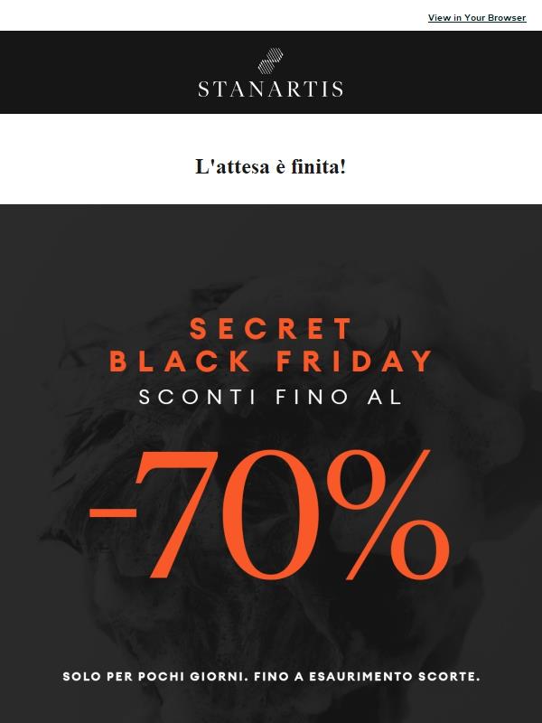 Accedi al Secret Black Friday: sconti fino al 70%🟠