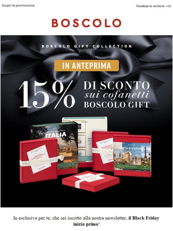 Anteprima Black Friday: 15% di sconto per te